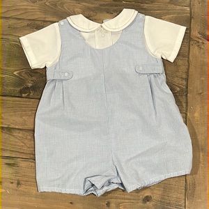 9 month Petit Ami collared checkered romper